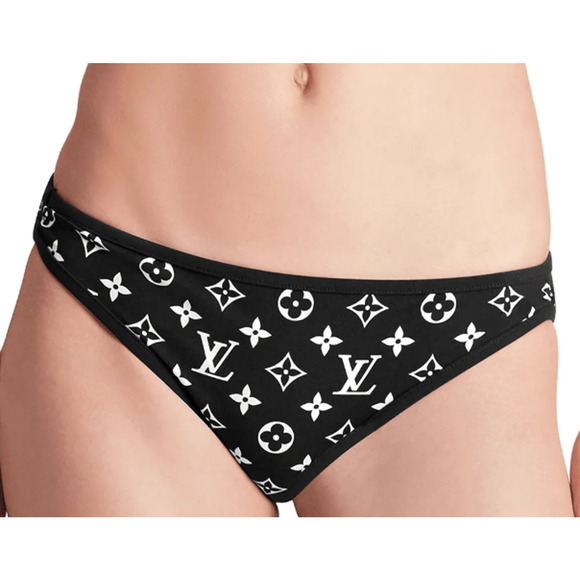 NWT Louis Vuitton LV Graphic Monogram Bikini Bottoms Black Women's FR 40 / US 8 - Picture 1 of 6